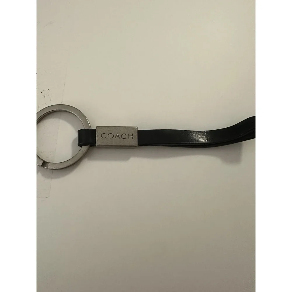 Vintage Coach Black Leather Loop Keychain Key Ring Purse Accent